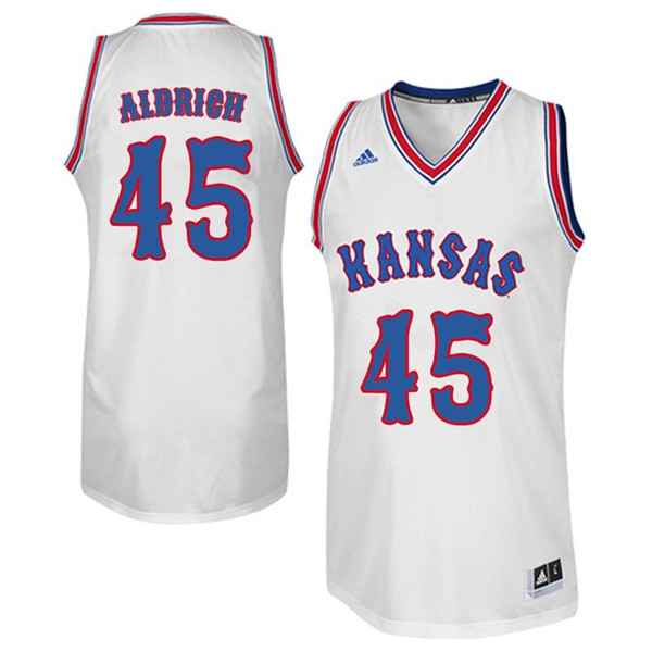 Men #45 Cole Aldrich Kansas Jayhawks Retro Throwback College Basketball Jerseys Sale-White